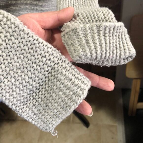 SAM EDELMAN CARDIGAN WOMENS XS LONG OVERSIZED OPEN FRONT FLAWED SLEEVE BEIGE TAN - Picture 10 of 11